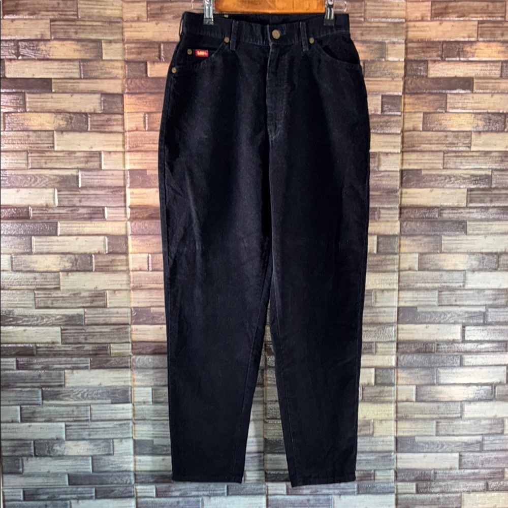 Vintage Lee Black Corduroy Pants High-Waisted Relaxed Fit 27x29